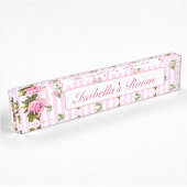Aangepaste roze Roos Baby Nursery Name Naambordje