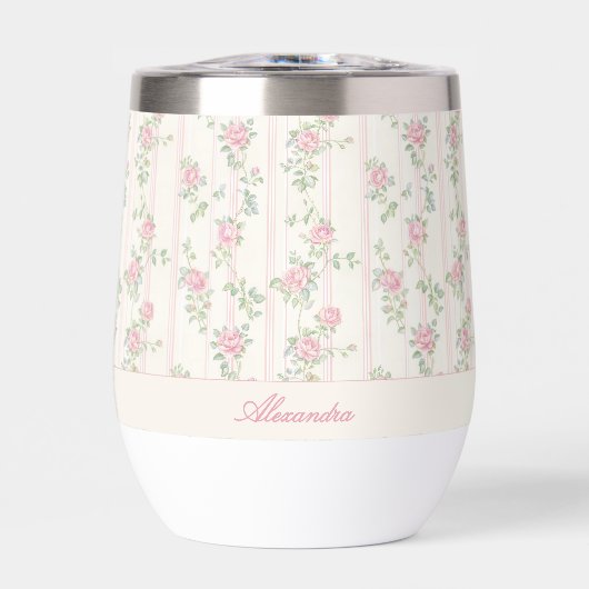 Aangepaste Roze Roos Bloemige Monogram (Voorkant)