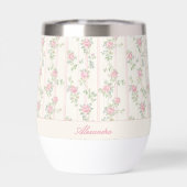 Aangepaste Roze Roos Bloemige Monogram (Achterkant)