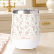 Aangepaste Roze Roos Bloemige Monogram