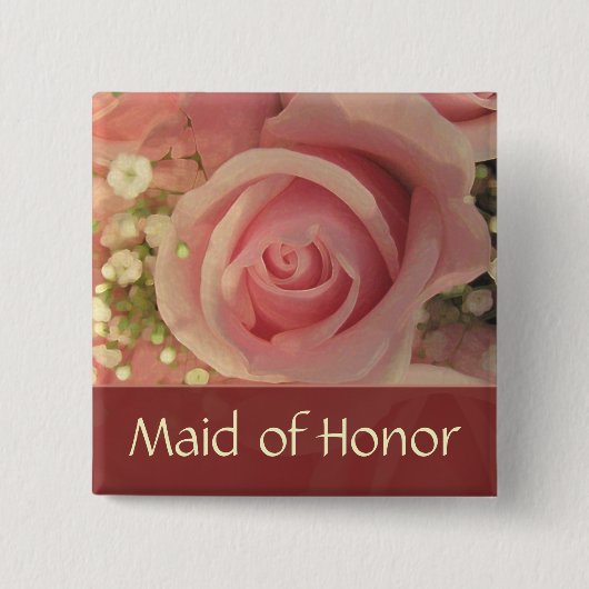 Aangepaste roze roze bridale Button - Gepersonalis (Voorkant)