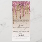 Aangepaste Roze Roze Goud Glitter Drip Elegant Din Menu (Voorkant)