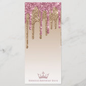 Aangepaste Roze Roze Goud Glitter Druppel Elegant  Menu (Achterkant)
