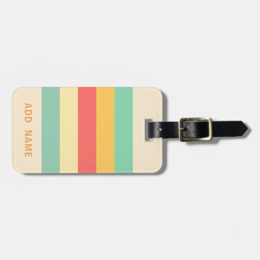 Aangepaste roze roze groene strepen bagagelabel (Voorkant horizontaal)