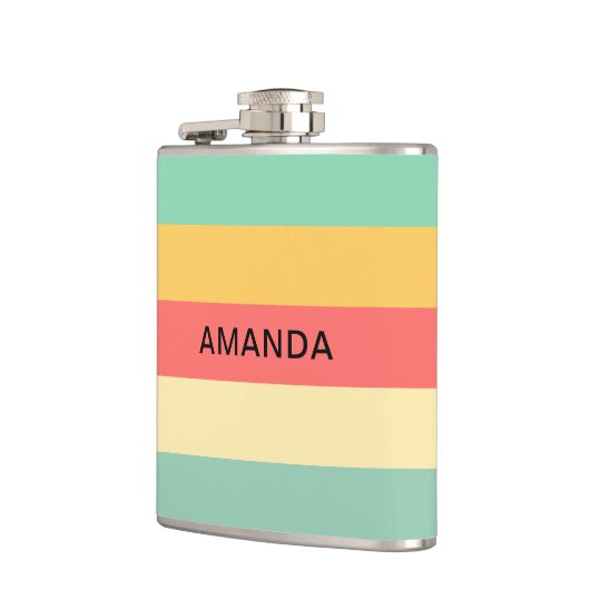 Aangepaste roze roze groene strepen heupfles (Links)