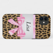 Aangepaste roze roze leopard Pattern Bow Case-Mate iPhone Case (Achterkant (horizontaal))