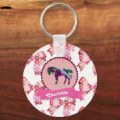 Aangepaste roze roze moderne Pony Sleutelhanger (Voorkant)