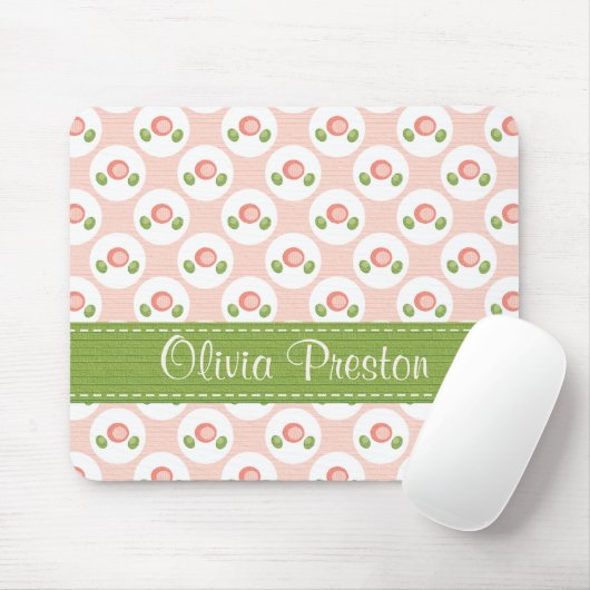 Aangepaste roze roze pokadot Muismat (Met muis)