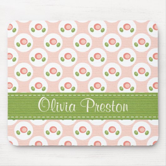 Aangepaste roze roze pokadot Muismat (Voorkant)