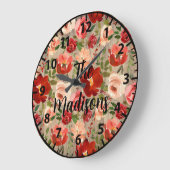 Aangepaste roze roze roze houten bloemen grote klok (Hoek)