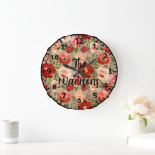 Aangepaste roze roze roze houten bloemen grote klok (Huis)