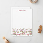 Aangepaste  roze roze roze rand notitiekaartje (Voorkant / Achterkant in situ)