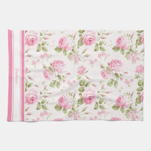 Aangepaste roze roze roze theedoek (Horizontaal)