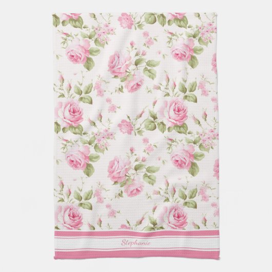 Aangepaste roze roze roze theedoek (Verticaal)