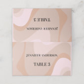 Aangepaste roze roze terugtrekgolven bruiloft-kaar plaatskaartje (Buitenkant ongevouwen)