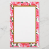 Aangepaste roze rozen Floral Art Briefpapier (Voorkant)