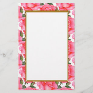Aangepaste roze rozen Floral Art Briefpapier
