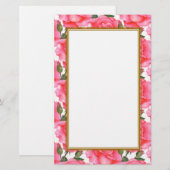 Aangepaste roze rozen Floral Art Briefpapier (Voorkant / Achterkant)