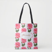 Aangepaste roze rozen Floral Art Tote Bag (Voorkant)