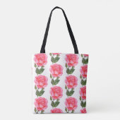 Aangepaste roze rozen Floral Art Tote Bag (Achterkant)