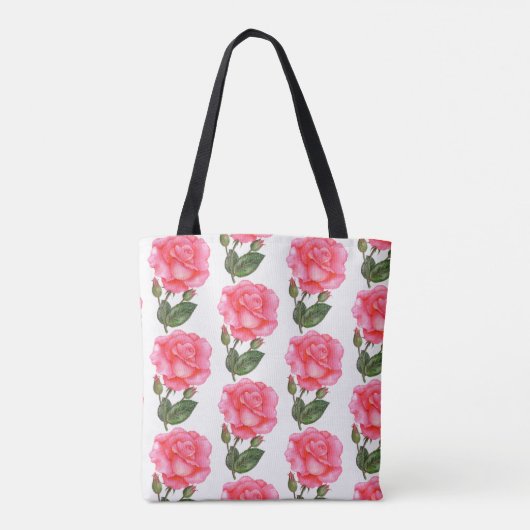 Aangepaste roze rozen Floral Art Tote Bag (Achterkant)