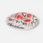 Aangepaste roze rozen Waterverf Floral Illustratie Papieren Bordje (Gekanteld)