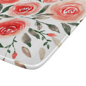 Aangepaste roze rozen Waterverf Floral Illustratie Snijplank (Hoek)