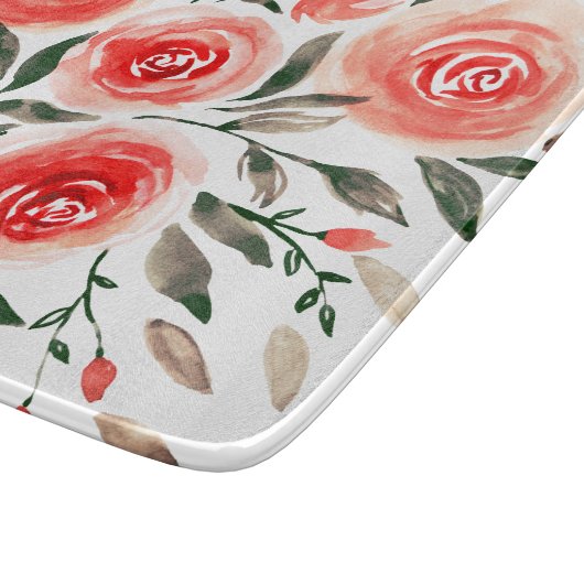 Aangepaste roze rozen Waterverf Floral Illustratie Snijplank (Hoek)