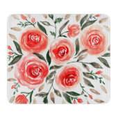 Aangepaste roze rozen Waterverf Floral Illustratie Snijplank (Voorkant)