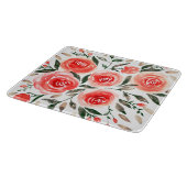 Aangepaste roze rozen Waterverf Floral Illustratie Snijplank (Hoek)