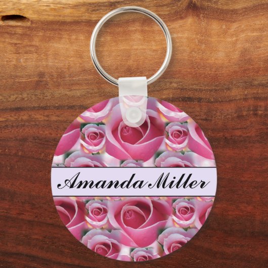Aangepaste roze rozennaam, Sleutelhanger Initiale (Voorkant)