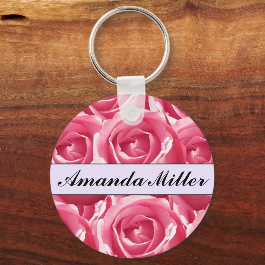 Aangepaste  roze rozennaam, Sleutelhanger Initiale (Voorkant)