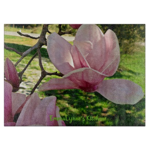 Aangepaste Roze Schotel Magnolia Blossom Snijplank (Voorkant)