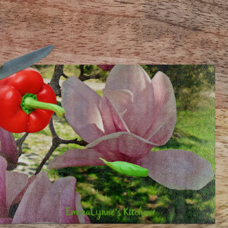 Aangepaste Roze Schotel Magnolia Blossom Snijplank