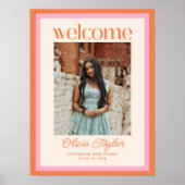 Aangepaste Roze Sinaasappel Foto Afstuderen Welkom Poster (Voorkant)