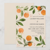 Aangepaste Roze Sinaasappels Groene bloemen Huweli Kaart (Voorkant / Achterkant)