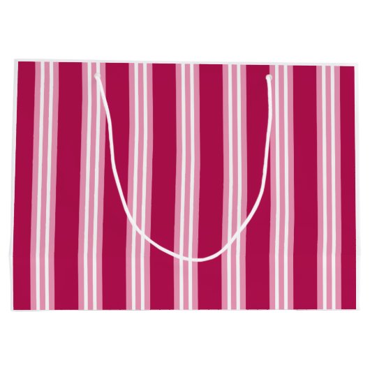 Aangepaste roze Snoep Stripe Gift Bag Large Cadeautasje (Achterkant)