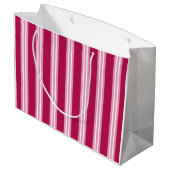 Aangepaste roze Snoep Stripe Gift Bag Large Cadeautasje (Achterkant Gekanteld)