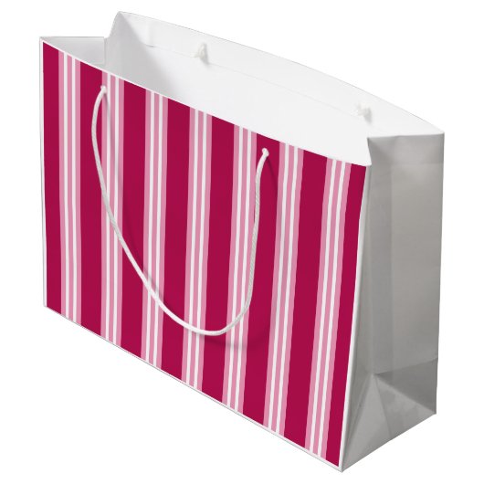 Aangepaste roze Snoep Stripe Gift Bag Large Cadeautasje (Achterkant Gekanteld)