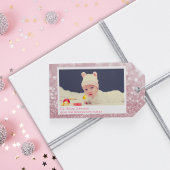 Aangepaste Roze Sparkly Baby Foto Cadeaulabel
