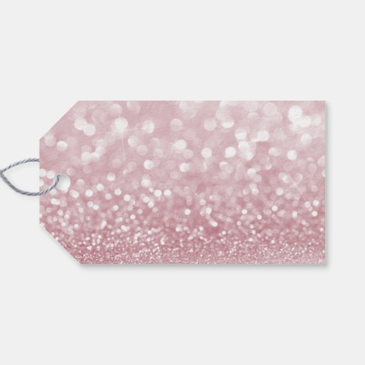 Aangepaste Roze Sparkly Baby Foto Cadeaulabel (Achterkant Horizontaal)