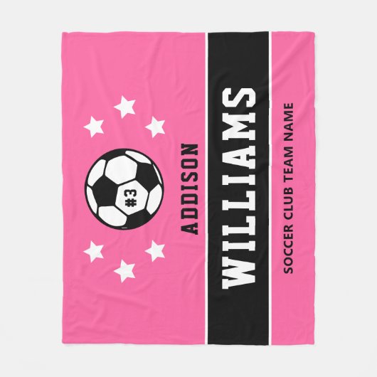 Aangepaste roze spelersnaam fleece deken (Voorkant)