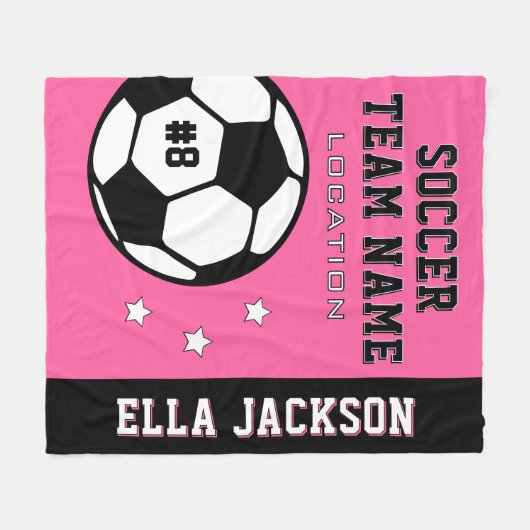 Aangepaste roze spelersnaam fleece deken (Voorkant (Horizontaal))