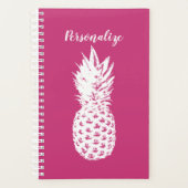 Aangepaste roze spiraal planner met ananas afbeeld (Voorkant)