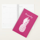 Aangepaste roze spiraal planner met ananas afbeeld (Display)