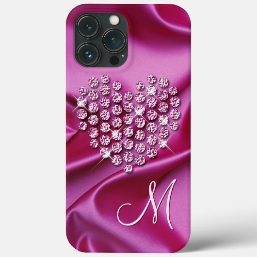 Aangepaste roze sprankelende diamanten hart patroo Case-Mate iPhone case (Achterkant)