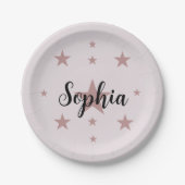 Aangepaste Roze Ster Papieren Borden – Persoonlijk Papieren Bordje (Voorkant)