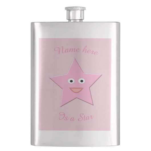 Aangepaste roze sterflessen heupfles (Voorkant)
