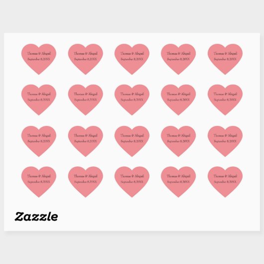 Aangepaste roze Stickers koppelen Naam Datum (Vel)