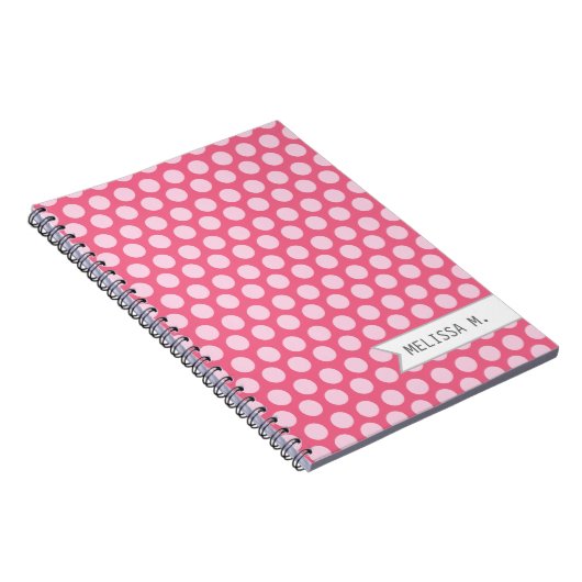 Aangepaste roze Stippen Notitieboek (Rechterzijde)